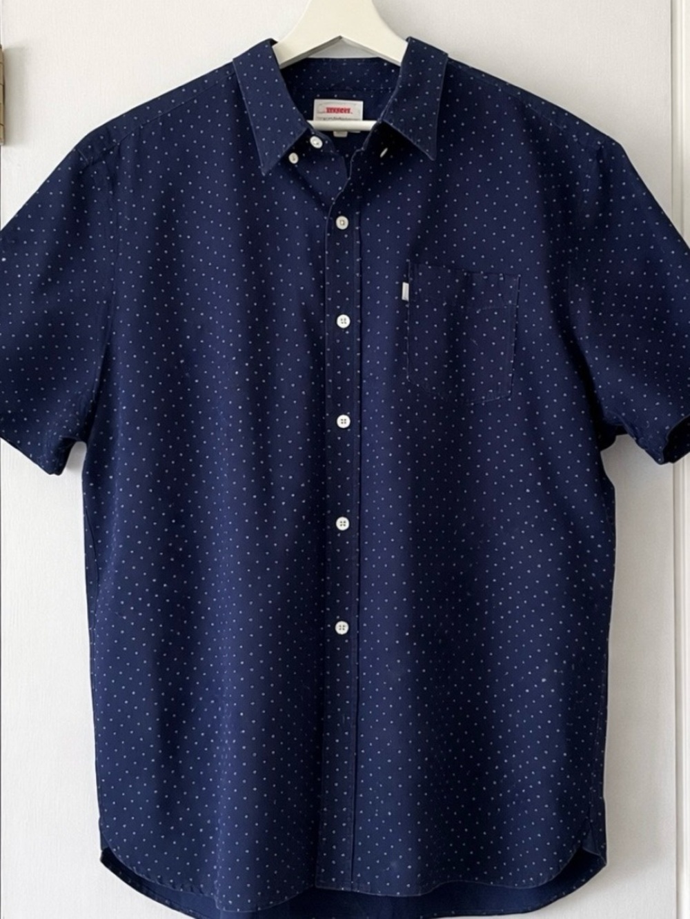Levi's Navy Short-Sleeve Button-Down with Micro Dot Print XXL